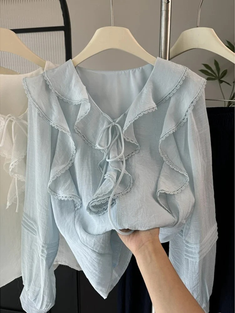 Fransız V Yaka Şık Uzun Kollu  - Blouses incelemesi ve fiyatı