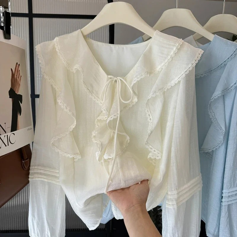 Fransız V Yaka Şık Uzun Kollu  - Blouses incelemesi ve fiyatı