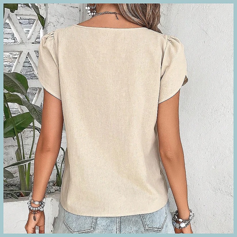 2024 Yaz Vintage Düz Renk Kadı - Blouses incelemesi ve fiyatı
