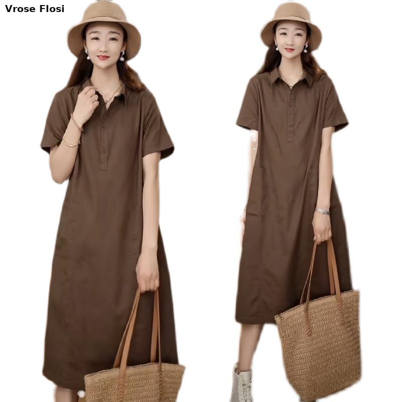 Elbise kadın yaz 2024 yeni var - Casual Loose Linen Shirt Dress incelemesi ve fiyatı