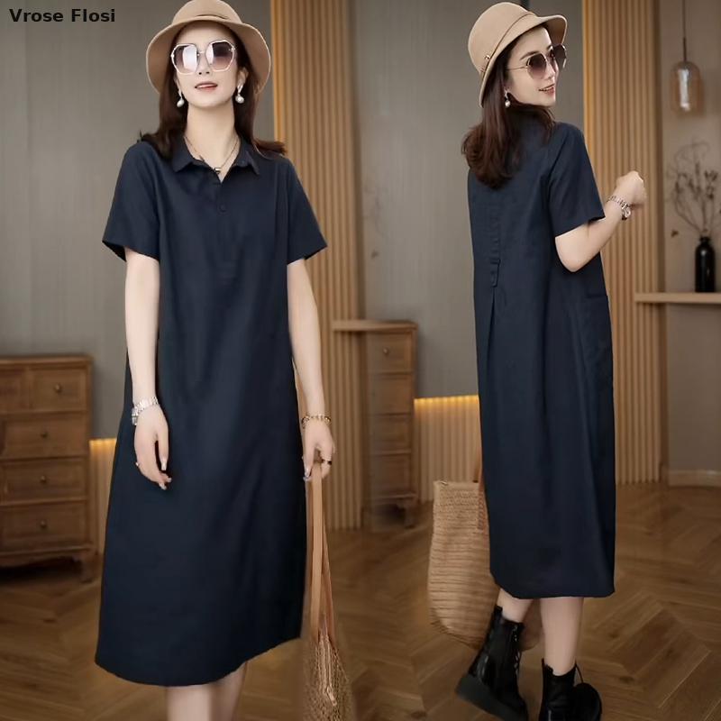 Elbise kadın yaz 2024 yeni var - Casual Loose Linen Shirt Dress incelemesi ve fiyatı