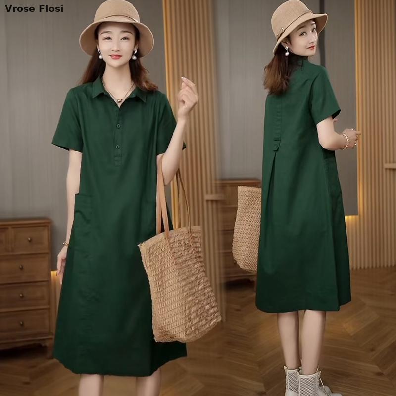 Elbise kadın yaz 2024 yeni var - Casual Loose Linen Shirt Dress incelemesi ve fiyatı