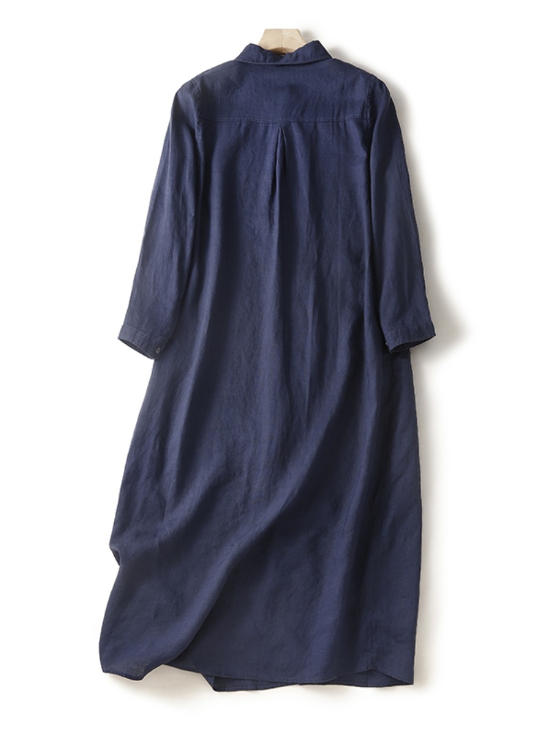 Keten Pamuk Karışımı Uzun Koll - Casual Loose Linen Shirt Dress incelemesi ve fiyatı