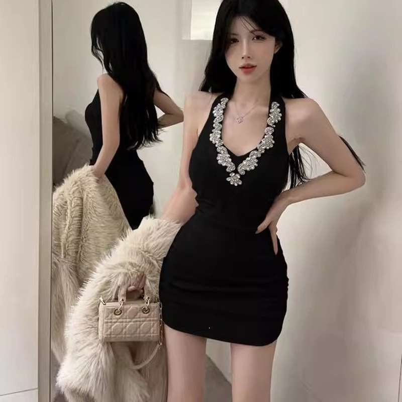 Seksi Siyah Tek Omuzlu Büzgülü - Sparkly Rhinestone Club Party Dress incelemesi ve fiyatı